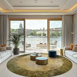 Tapete redondo - Campana (bege/amarelo)