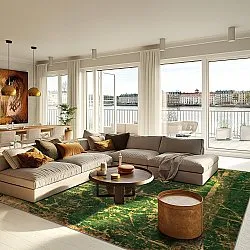 Tapete Wilton - Cantoria (bege/verde)