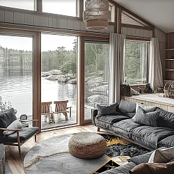 Tapete redondo - Cassa (cinza/preto/dourado)