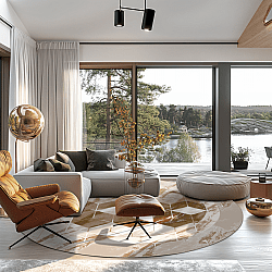 Tapete redondo - Castello (bege/branco)