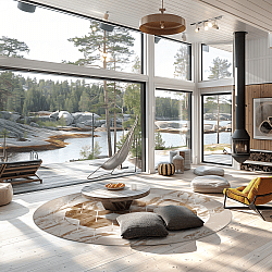 Tapete redondo - Castello (bege/branco)