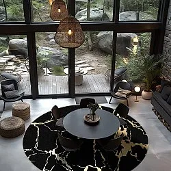 Tapete redondo - Cesina (preto/dourado)