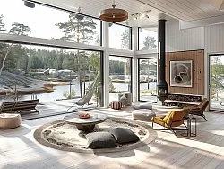 Tapete redondo - Delpha (bege/multicolorido)