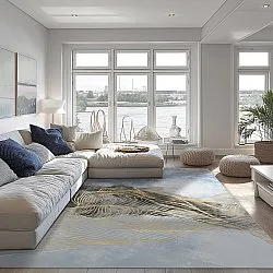 Tapete Wilton - Ekual (azul/cinza/dourado)