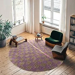 Tapete redondo - Elsey Natural Cotton Shaggy (rjava/vijolična)