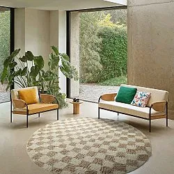 Tapete redondo - Elsey Natural Cotton Shaggy (smetana/pesek)