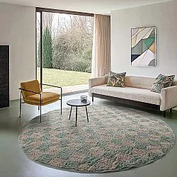 Tapete redondo - Elsey Natural Cotton Shaggy (siva/roza)