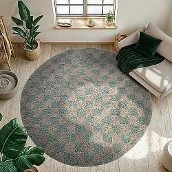 Tapete redondo - Elsey Natural Cotton Shaggy (siva/roza)