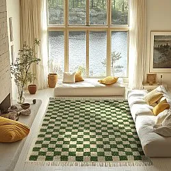 Tapetes felpudos - Elsey Natural Cotton Shaggy (zelena/bež)