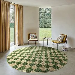 Tapete redondo - Elsey Natural Cotton Shaggy (zelena/bež)