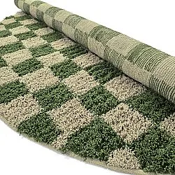 Tapete redondo - Elsey Natural Cotton Shaggy (zelena/bež)