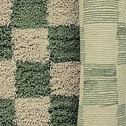 Tapete redondo - Elsey Natural Cotton Shaggy (zelena/bež)