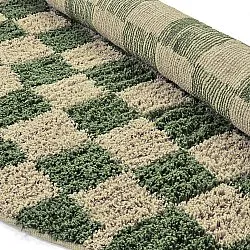 Tapete redondo - Elsey Natural Cotton Shaggy (zelena/bež)