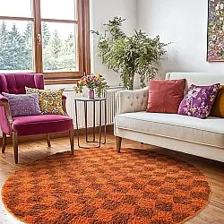 Tapete redondo - Elsey Natural Cotton Shaggy (oranžna/rdeča)