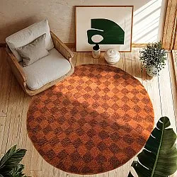 Tapete redondo - Elsey Natural Cotton Shaggy (oranžna/rdeča)