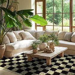 Tapetes felpudos - Elsey Natural Cotton Shaggy (črna/bež)