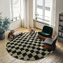 Tapete redondo - Elsey Natural Cotton Shaggy (črna/bež)