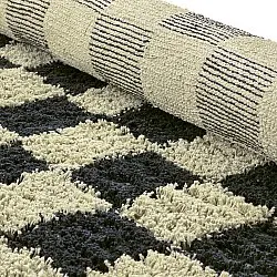 Tapete redondo - Elsey Natural Cotton Shaggy (črna/bež)