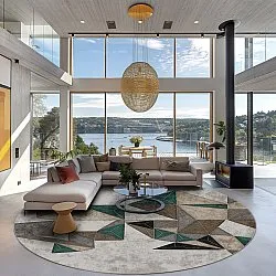 Tapete redondo - Feres (cinza/bege/multicolorido)