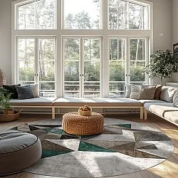 Tapete redondo - Feres (cinza/bege/multicolorido)