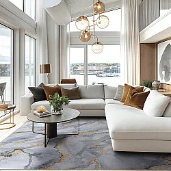 Tapete Wilton - Genova (cinza/branco/dourado)