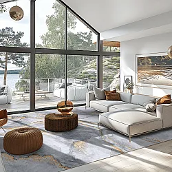 Tapete Wilton - Genova (cinza/branco/dourado)