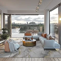 Tapete Wilton - Genova (cinza/branco/dourado)