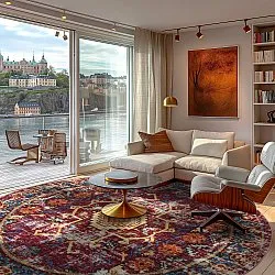 Tapete redondo - Idri (bordô/multicolorido)