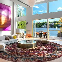 Tapete redondo - Idri (bordô/multicolorido)