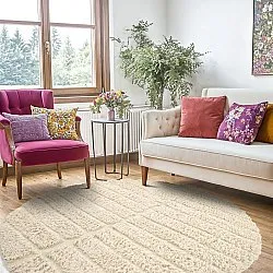 Tapete redondo - Ikara Natural Cotton Shaggy (creme)