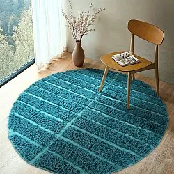 Tapete redondo - Ikara Natural Cotton Shaggy (turquesa)