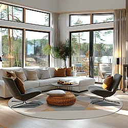 Tapete redondo - Jeral (bege/multicolorido)