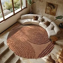 Tapete redondo - Jovie Natural Cotton Shaggy (terracota)
