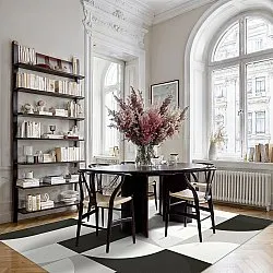 Tapete Wilton - Kalami (branco/cinza/preto)