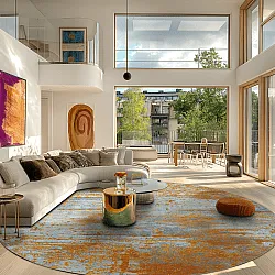 Tapete redondo - Kebira (marrom/azul)