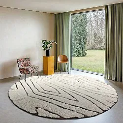 Tapete redondo - Kindon Natural Cotton Shaggy (umazano bela/rjava)