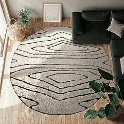 Tapete redondo - Kindon Natural Cotton Shaggy (umazano bela/rjava)