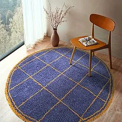 Tapete redondo - Lana Natural Cotton Shaggy (azul/amarelo)
