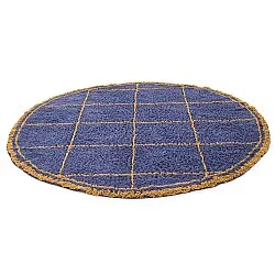 Tapete redondo - Lana Natural Cotton Shaggy (azul/amarelo)