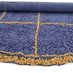 Tapete redondo - Lana Natural Cotton Shaggy (azul/amarelo)