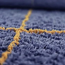 Tapete redondo - Lana Natural Cotton Shaggy (azul/amarelo)