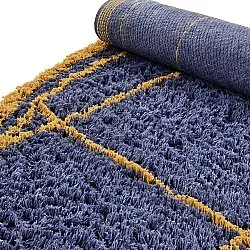 Tapete redondo - Lana Natural Cotton Shaggy (azul/amarelo)