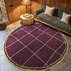 Tapete redondo - Lana Natural Cotton Shaggy (borgonha/amarelo)