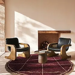 Tapete redondo - Lana Natural Cotton Shaggy (taupe/vermelho)