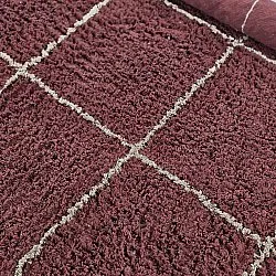 Tapete redondo - Lana Natural Cotton Shaggy (taupe/vermelho)