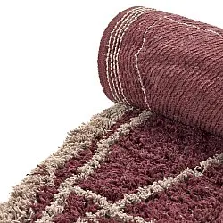 Tapete redondo - Lana Natural Cotton Shaggy (taupe/vermelho)