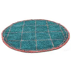 Tapete redondo - Lana Natural Cotton Shaggy (turquesa/rosa)