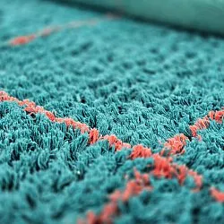 Tapete redondo - Lana Natural Cotton Shaggy (turquesa/rosa)