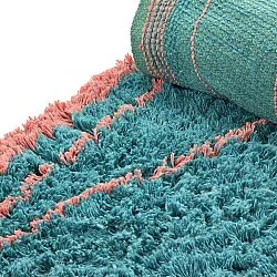 Tapete redondo - Lana Natural Cotton Shaggy (turquesa/rosa)