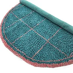 Tapete redondo - Lana Natural Cotton Shaggy (turquesa/rosa)